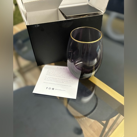 Anna New York Amethyst Ombre Wine Glasses 24k Gold rim (set of two)